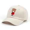 Custom Embroidery Bear Logo Organic Cotton New Dad Hat Black Lovely Leisure Sport Baseball Cap