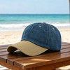 Wholesale Contrast Color Washed 6 Panel Baseball Cap Custom Logo Unisex Denim Hat Summer Fashion Sun Caps