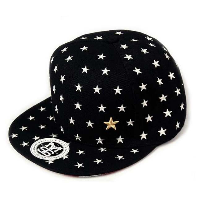 Wholesale Custom Wool 6 Panel Snapback Hat Star Embroidery Fashion Hip Hop Sun Cap