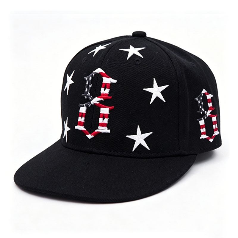 Wholesale Fashion Acrylic Snapback Hat Custom Embroidery Star Simple Plain Men Flat Brim Cap