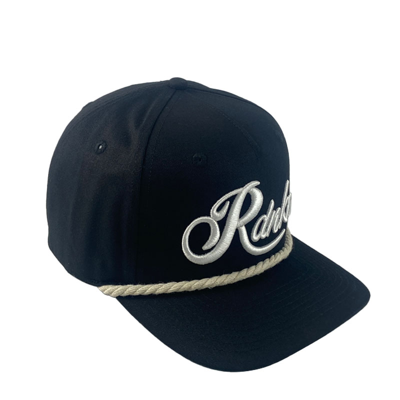 Wholesale Price Black 5 Panel Rope Snapback Cap Fashion American Style Hat for Sport Leisure