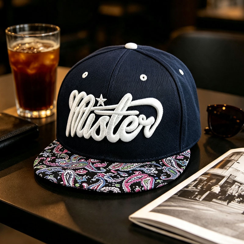 Custom Embroidered Printing 6 Panel Snapback Hat Vintage Hip-Hop Street Sport Flat Brim Baseball Hat