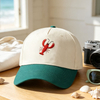 Custom Lobster Embroidery Fashion Leisure Baseball Cap Two Color Vintage Cotton 5 Panel Hat