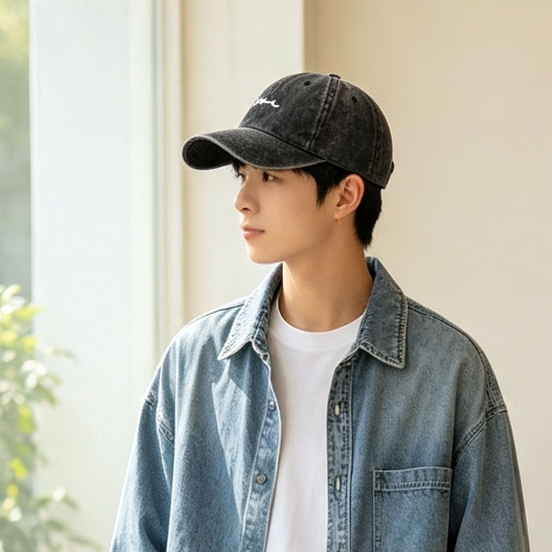 Wholesale Custom Embroidery Logo Denim Baseball Cap Fashion Trendy Plain Men Caps