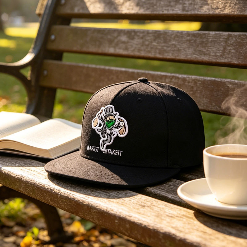 Factory Wholesale 5 Panel Black Snapback Cap Fashion Cartoon Embroidery Cotton Hat