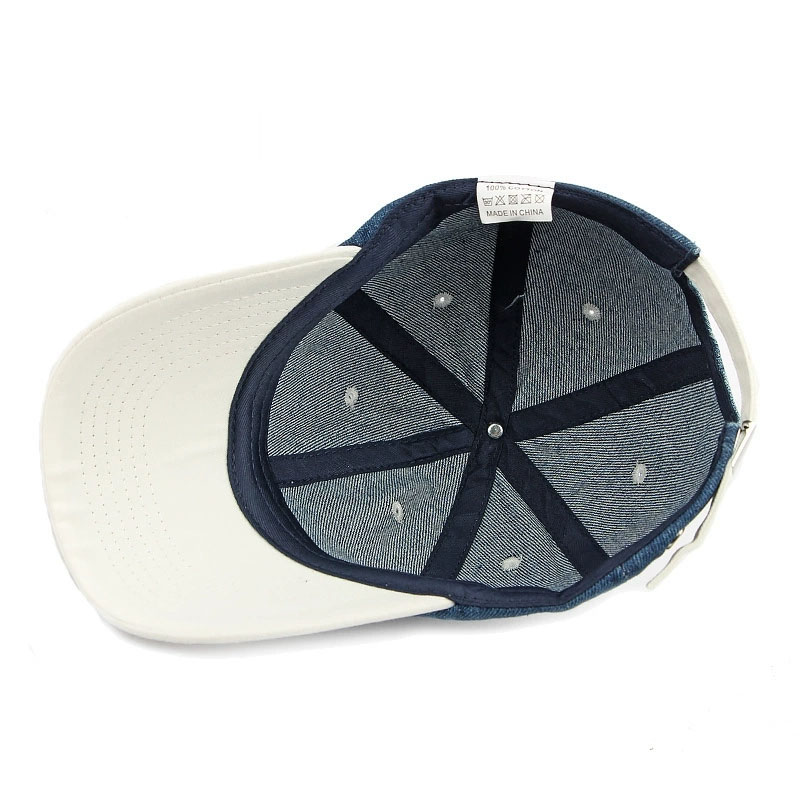 Wholesale Contrast Color Washed 6 Panel Baseball Cap Custom Logo Unisex Denim Hat Summer Fashion Sun Caps