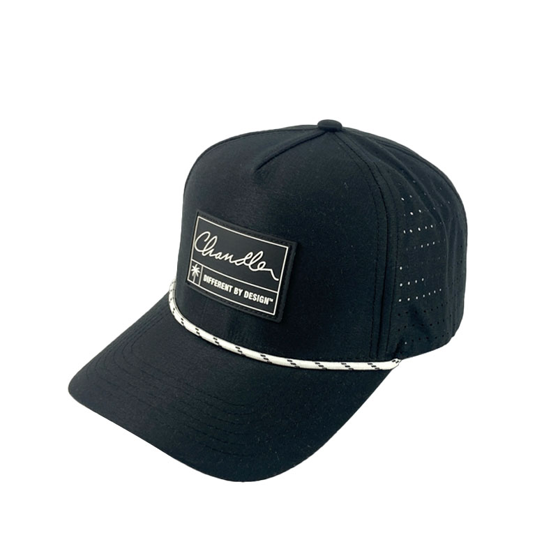 High Quality OEM Blue 5 Panel Rubber Snapback Cap Custom Fashion Breathable Cotton Baseball Hat for Adult