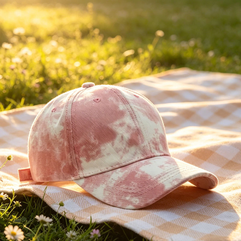 Wholesale New Tie Dye Cotton Baseball Cap Custom Pink Graffiti Fashion Hip Hop Sunscreen Hat