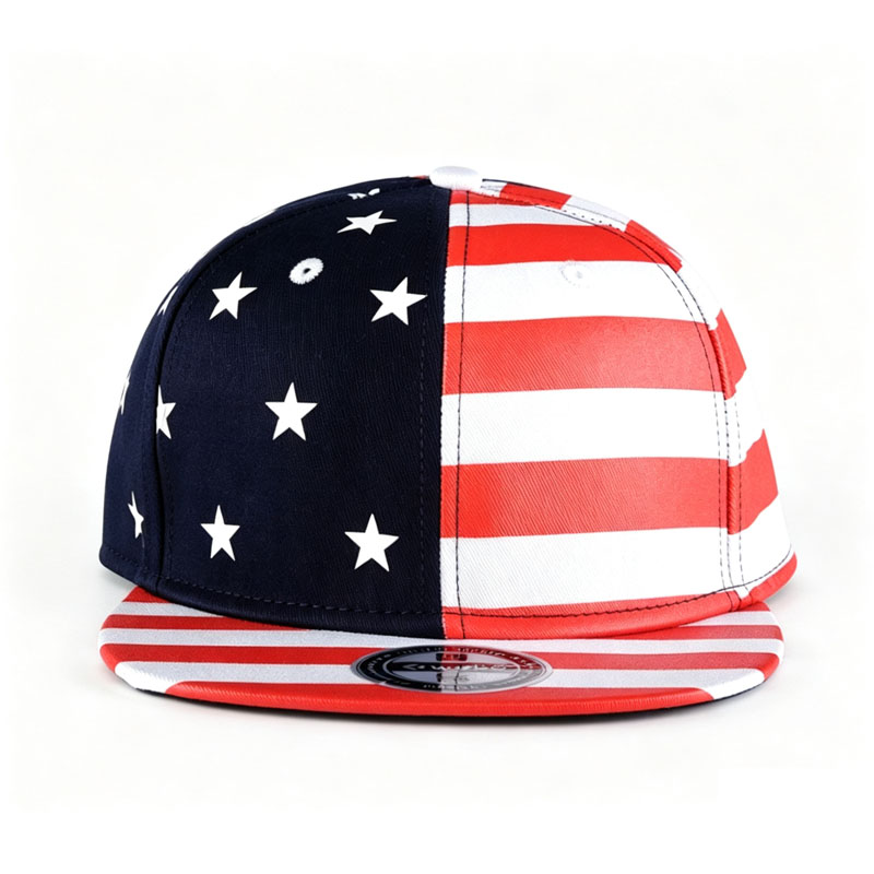 Fashion Stripe Star Contrast Color Snapback Cap Custom Logo Black Acrylic Flat Brim Baseball Hat