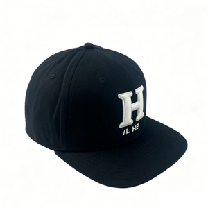 High Quality Black Plain 6 Panel Snapback Cap Custom Logo Fashion Trend Flat Brim Baseball Hat