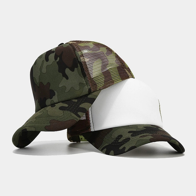 Custom Mesh Foam Camouflage Blank Trucker Cap Breathable Women And Men Fashion 5 Panel Outdoor Baseball Caps