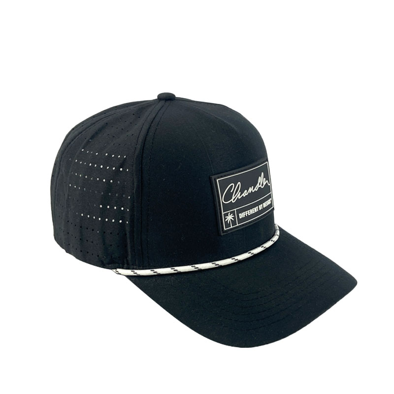 High Quality OEM Blue 5 Panel Rubber Snapback Cap Custom Fashion Breathable Cotton Baseball Hat for Adult
