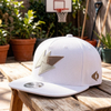 Custom Embroidery White 5 Panel Snapback Cap Simple Casual Travel Acrylic Flat Brim Baseball Hat