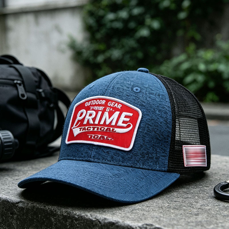 New Customized Blue Texture Mesh Trucker Cap Embroidery Patch Summer Outdoor Baseball Hat