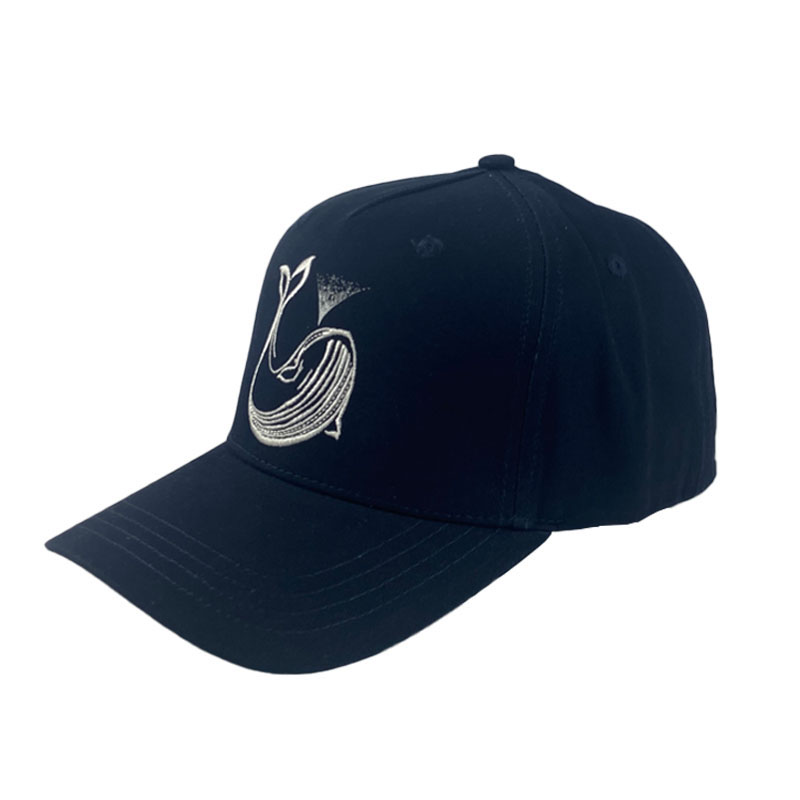Custom Blue 5 Panel Whale Embroidery Baseball Cap Trend Fun Unisex Adjustable Curve Brim Caps