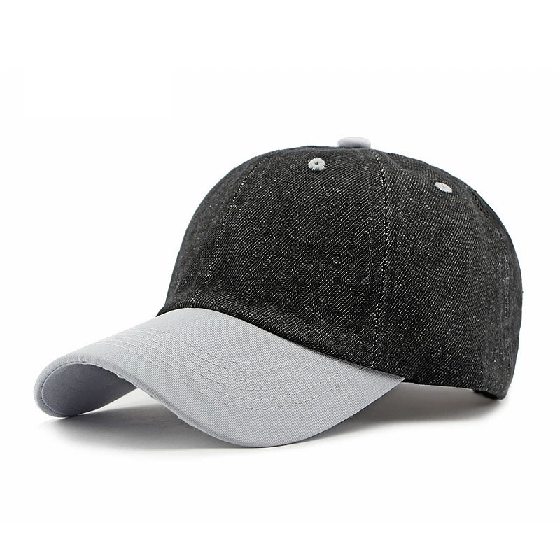 Wholesale Contrast Color Washed 6 Panel Baseball Cap Custom Logo Unisex Denim Hat Summer Fashion Sun Caps