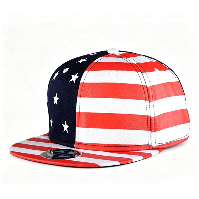 Fashion Stripe Star Contrast Color Snapback Cap Custom Logo Black Acrylic Flat Brim Baseball Hat