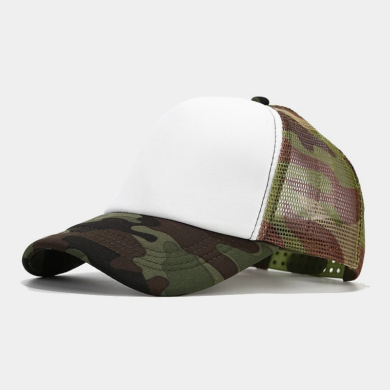 Custom Mesh Foam Camouflage Blank Trucker Cap Breathable Women And Men Fashion 5 Panel Outdoor Baseball Caps