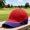 Custom High Quality 6 Panel Red Blank Baseball Cap Fashion New Two Color Design Sports Racing Hat