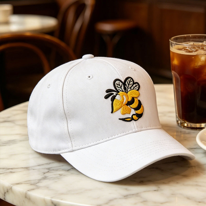 High Quality White Hornet Embroidered Baseball Cap Custom Fashion Cartoon Outdoor Sun Hat