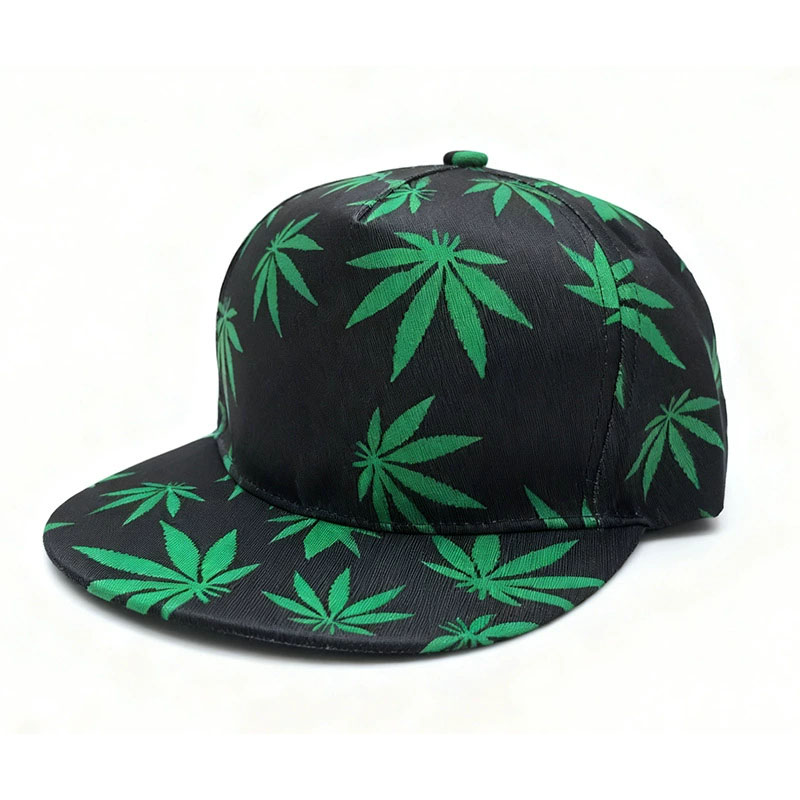 Custom Printed Plant Pattern Polyester Snapback Cap Fashion Hip Hop Summer Flat Brim Hat