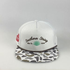 Wholesale 5 Panel Embroidery Mesh Trucker Cap Custom Logo Camouflage Snapback Hat Outdoor Sports Flat Brim Hats