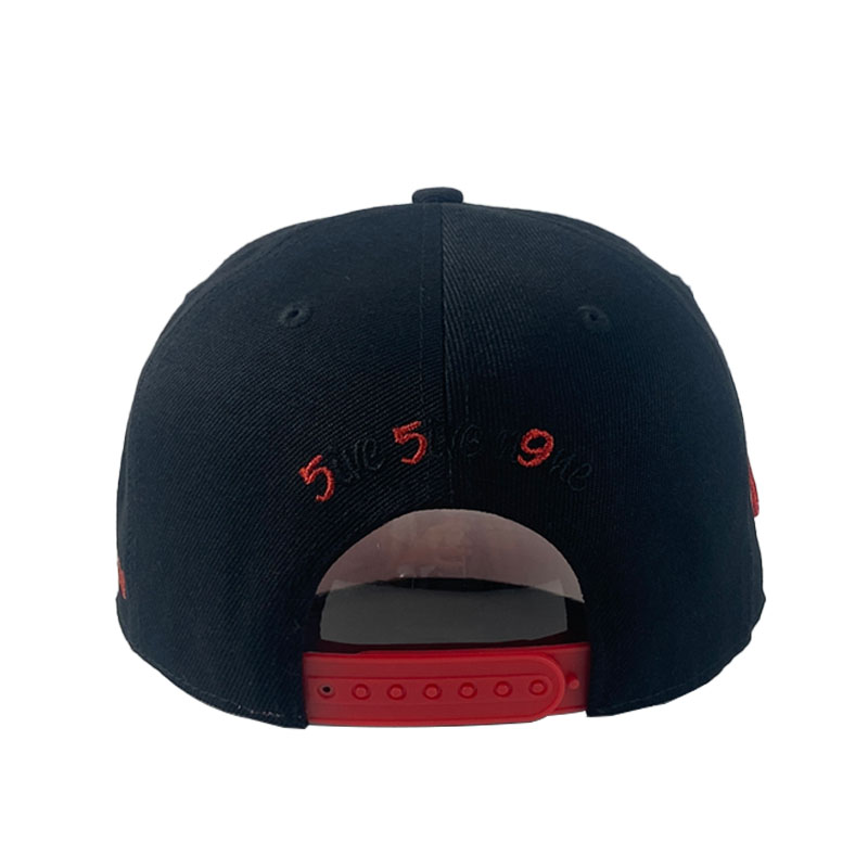 High Quality Black Embroidery Snapback Cap Custom Logo Fashion Trend Hip Hop Hat