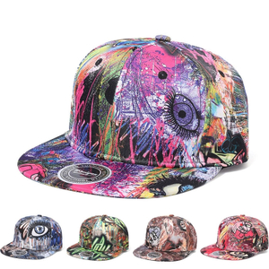 Wholesale Doodle-Printed Stylish Hip-Hop Snapback Cap Custom Trend Street Sport Flat Brim Hat