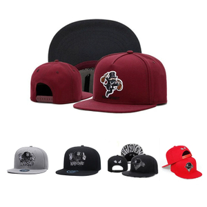 Factory Wholesale 5 Panel Black Snapback Cap Fashion Cartoon Embroidery Cotton Hat