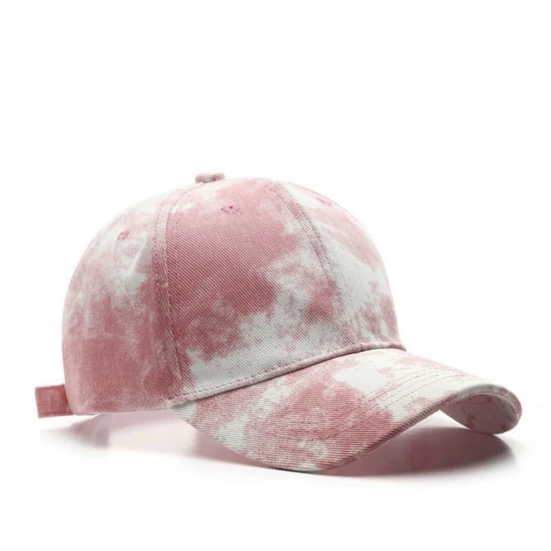 Wholesale New Tie Dye Cotton Baseball Cap Custom Pink Graffiti Fashion Hip Hop Sunscreen Hat